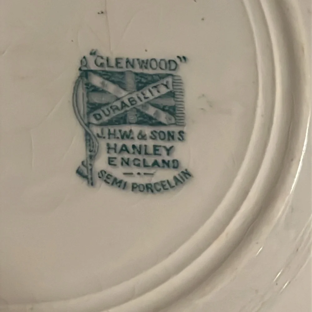 Vintage Glenwood 7” Semi-Porcelain Plates Set of 3 J.H.W. & Sons Hanley, England